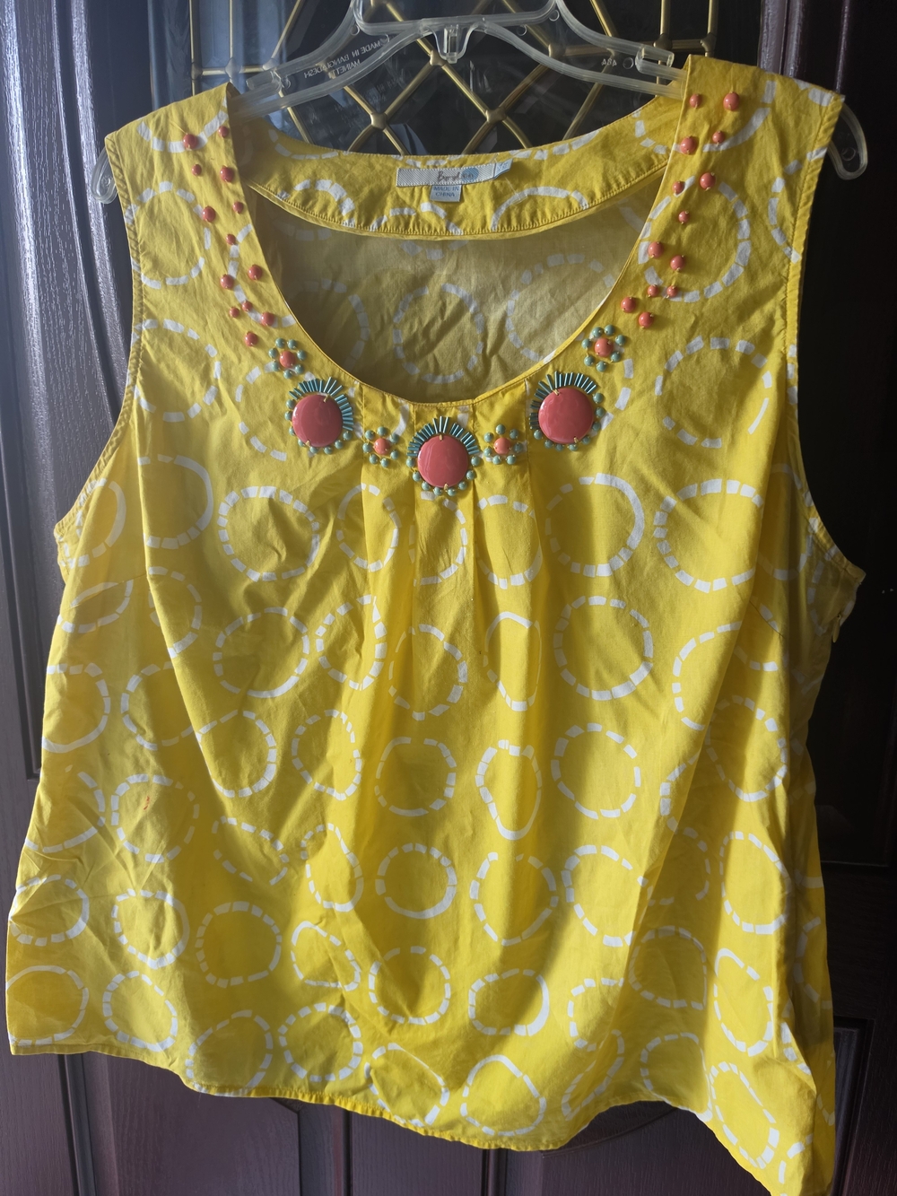 Bright Yellow Embellished Sleeveless Top